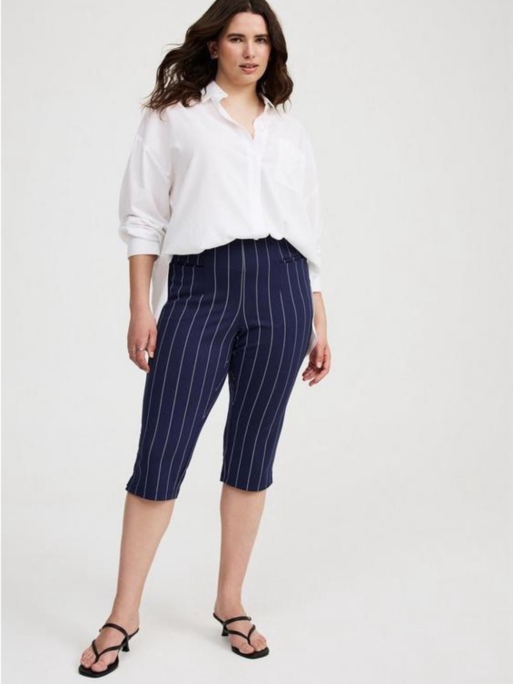 torrid Navy Pinstripe Capri Pants